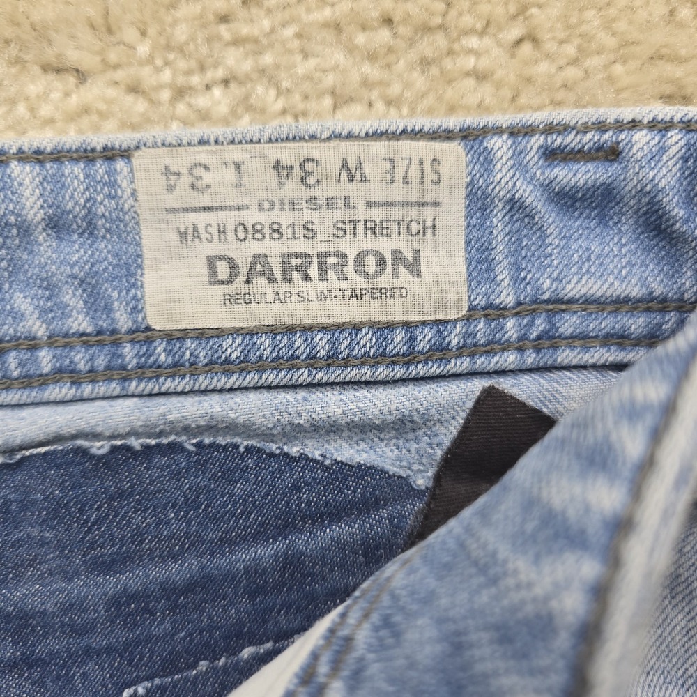 Vintage Mens Diesel DARRON 0826A Slim Tapered Blue Jeans W34 L34 - Picture 8 of 16
